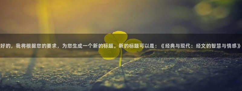 新加坡凯发有限公司：好的，我将根据您的要求，为您生成一个新的标题。新的标题可以是：《经典与现代：经文的智慧与情感》